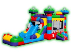 Blocks Castle - (17’ x  30’)Double Slide & Basketball Hoop