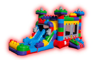 Blocks Castle - (16’ x  32’)Double Slide & Basketball Hoop