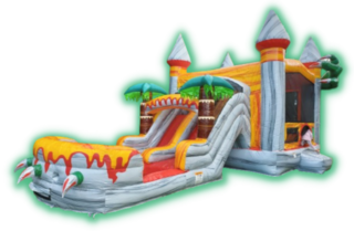 Dino Castle - (16’ x  30’)Slide, Obstacles, Basketball Hoop