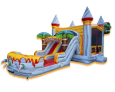 Dino Castle - (16’ x  30’)Slide, Obstacles, Basketball Hoop