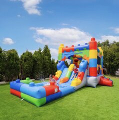Building Block Bounce House & Dual Lane Water Slide Combo