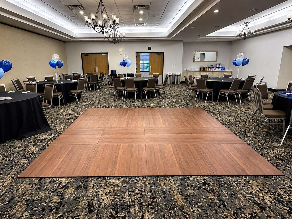 12x12 dance floor rental installed at Hampton Inn and Suites Phoenix Goodyear Arizona for a venue event