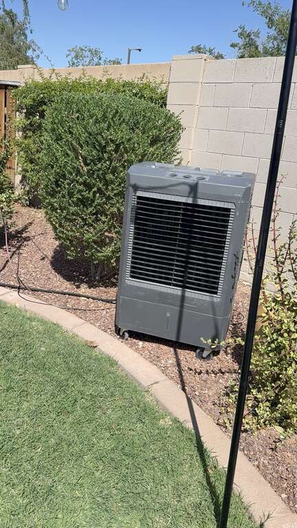 Commercial swamp cooler rental at a backyard event in Goodyear Arizona