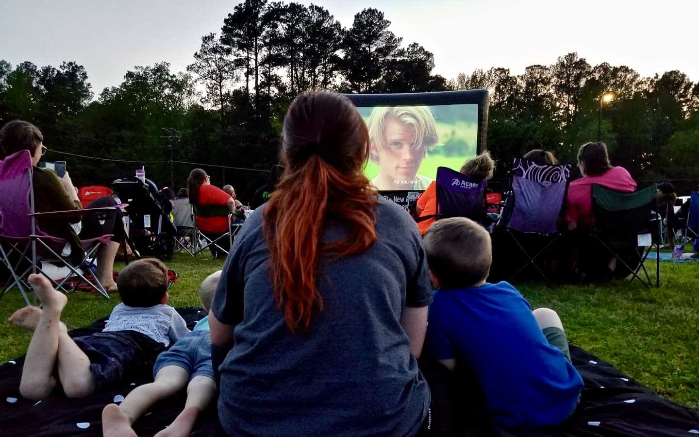 Giant inflatable screen for movie night