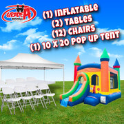 Bounce House, 2 Tables, 12 Chairs & 20 x 10 Pop Up Tent