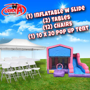 Bounce & Slide, 2 Tables, 12 Chairs & 20 x 10 Pop Up Tent