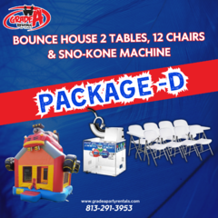 Bounce House, 2 Tables, 12 Chairs & Sno-Kone Machine