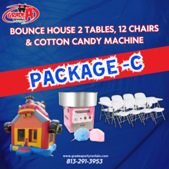 Bounce House, 2 Tables, 12 Chairs & Cotton Candy Machine