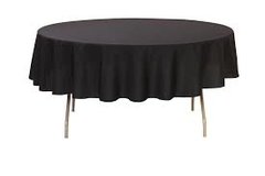90' Black Polyester Tablecloth