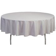90” White Polyester Tablecloth