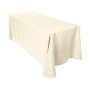 90'x132' Ivory Polyester Tablecloth (yellow tint)