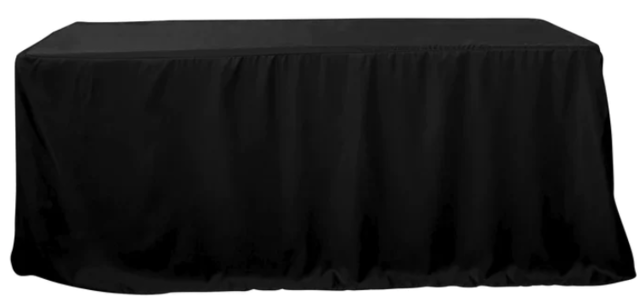 Black 8ft Polyester Linen Table Clothes with Floor Drop