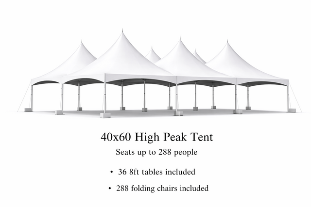 40 x 60 Tent, 36 x 8' Tables, 288 x Chairs - White