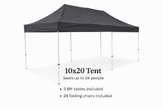 10 x 20 Tent, 3 x 8' Tables, 24 Chairs - Black