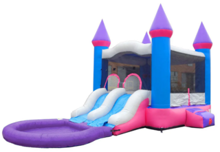 Princess Double Slide Bounce House with Pool