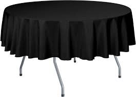 Black Round Polyester Linen Table Clothes Chair Length