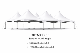 30 x 60 Tent, 24 x 8' Tables, 192 x Chairs - White