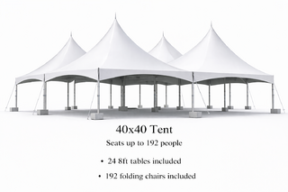 40 x 40 Tent, 24 x 8' Tables, 192 x Chairs - White