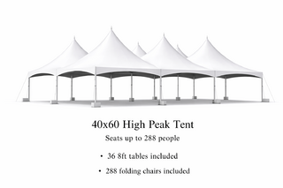 40 x 60 Tent, 36 x 8' Tables, 288 x Chairs - White