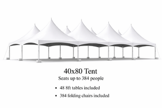 40 x 80 Tent, 48 x 8' Tables, 384 x Chairs - White