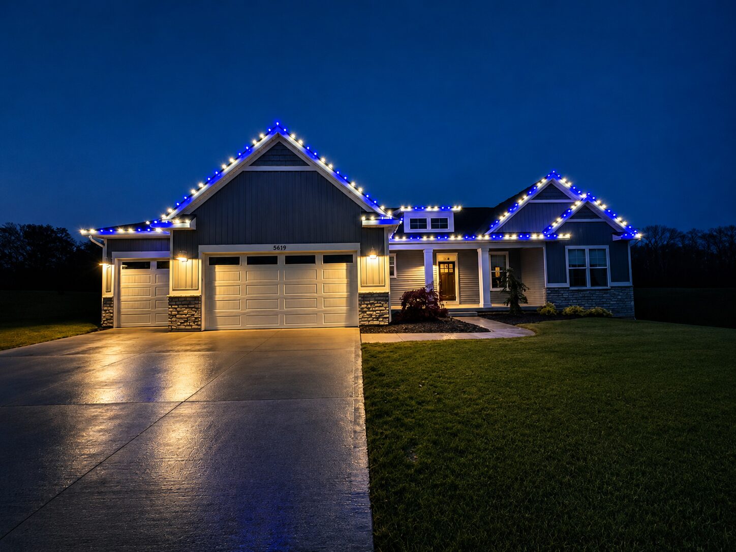 Christmas light installation in Lowell MI