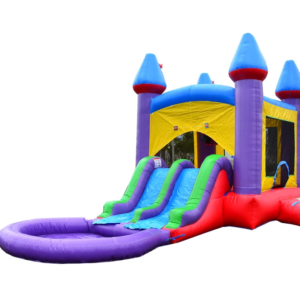 Castle Double Slide Bounce House with Pool Hoop