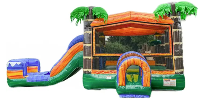 Palm Tree Bounce House with Water Slide