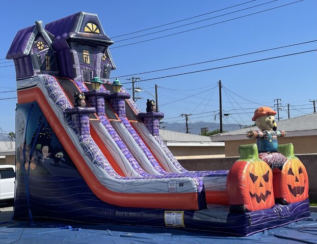 24Ft Haunted Halloween Wonderland Dual Dry Slide