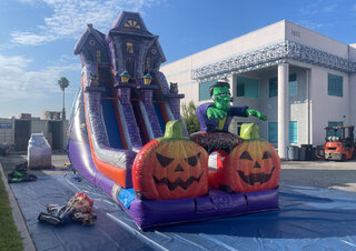 24Ft Haunted Halloween Wonderland Dual Dry Slide