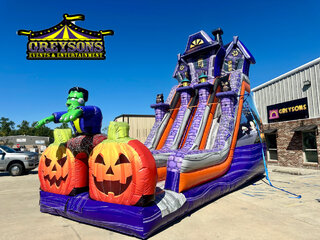 24Ft Haunted Halloween Wonderland Dual Dry Slide