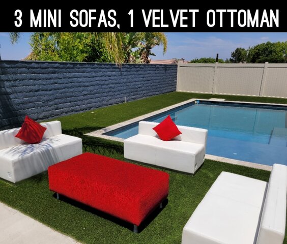 Lounge Corner w Red Bench Ottoman - 4pc set