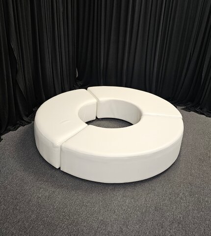 Curved Bench Ottomans - Circle - White