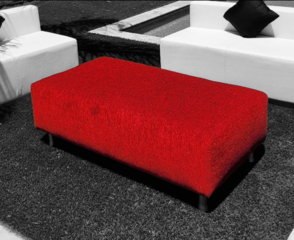 Medium Sized Red Velvet Ottoman 