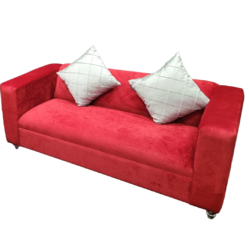 Red Velvet Sofa - 6ft