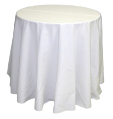Cocktail table - 30" tall x 30" round - White linen (Covers down to the floor))