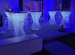Cocktail table with White Spandex Linen and LED light