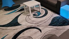Area Rug (8x12) - Turquoise/Gray/Black