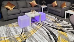 Area Rug (8x12) - White/Gold/Black