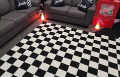 Area Rug (8x12) - White/Black (Checkered)