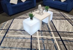 Area Rug (8x12) - Gray Navy Blue White