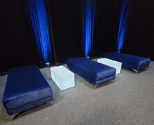 Navy Blue Velvet 3pc XL Bench set