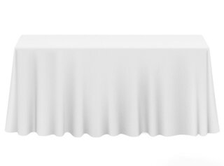 Table Linen - Rectangular 132" - White Table Linen Only - Covers down to the floor on a 6' table