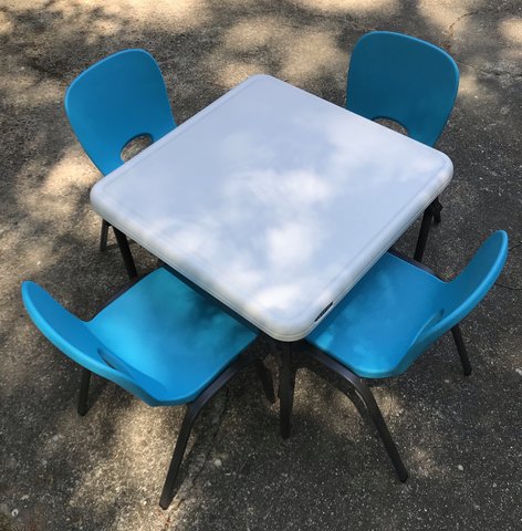 Kids Table w/ 4 Blue Chairs