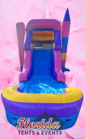 Pink Castle Bounce House Rentals with Slide 
