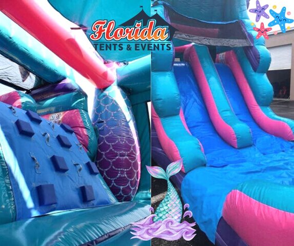 Mermaid Bounce House with Waterslide Rental Orlando