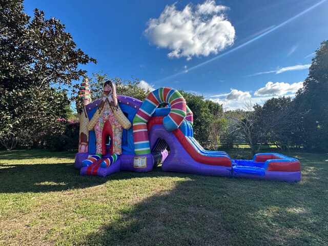 candy land bounce house with water slide rentals near me- clermont orlando groveland