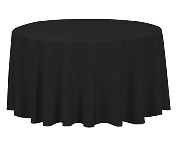 120 Inch Black Polyester Round Tablecloth