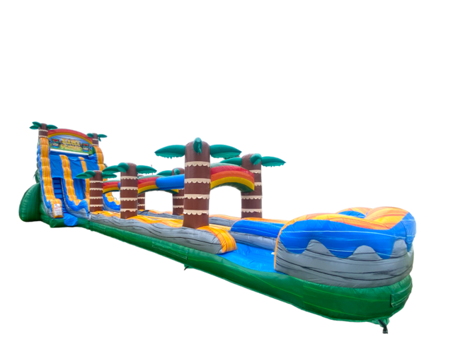 24 Ft Tall Tiki Double Waterslide With Slip and Slide