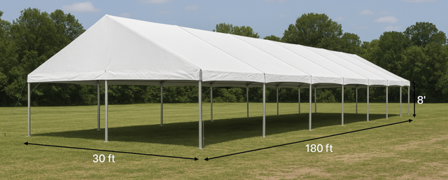 30' x 180' White Top Frame Tent