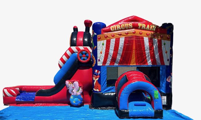 Circus Train Bounce House With Slide 
